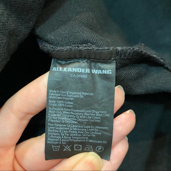 Denim x Alexander Wang Zip Jean Mini Skirt Frayed Destroyed Raw Hem Black Sz 25 - Picture 7 of 10